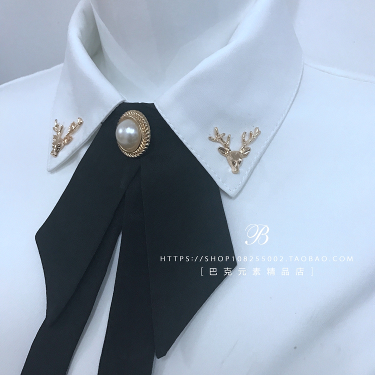 Phiên bản Hàn Quốc của trang sức hươu đầu cổ áo kim nam và nữ cổ áo khóa cổ áo clip trâm cài pin cổ áo hoa lụa khăn khóa ghim cài áo vest nữ