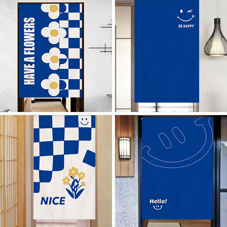 Klein Blue Door Curtain, Simple Kitchen and Bedroom Decoration Half Curtain, Bathroom Partition Curtain, Dust-Blocking Curtain, No Drilling Required