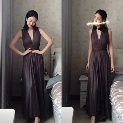 Evening Gown, Ultra-Long Dress, Multiple Ways to Wear It, Sister/Best Friend Outfits, Halter Neck Dress, Beach Dress, Bridesmaid Dress, Ladylike Style