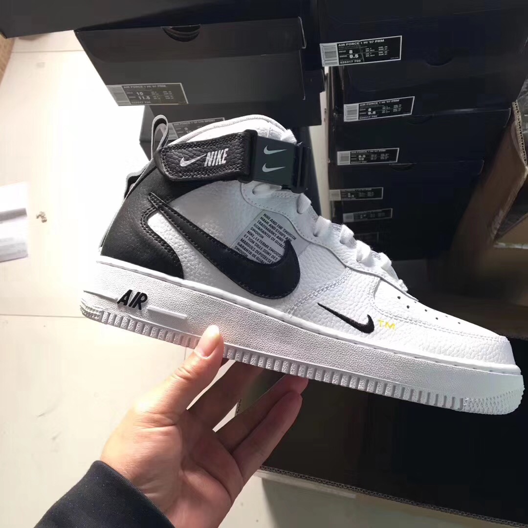 Nike AirForce Low AF1 Air Force Phiên bản ngắn màu đen và trắng chữ cú nhỏ giải mã giày AJ7747-001 - Dép / giày thường giày thể thao nam đẹp