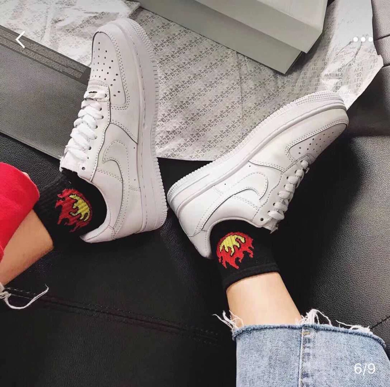 Nike AirForce Low AF1 Air Force Phiên bản ngắn màu đen và trắng chữ cú nhỏ giải mã giày AJ7747-001 - Dép / giày thường giày thể thao chính hãng