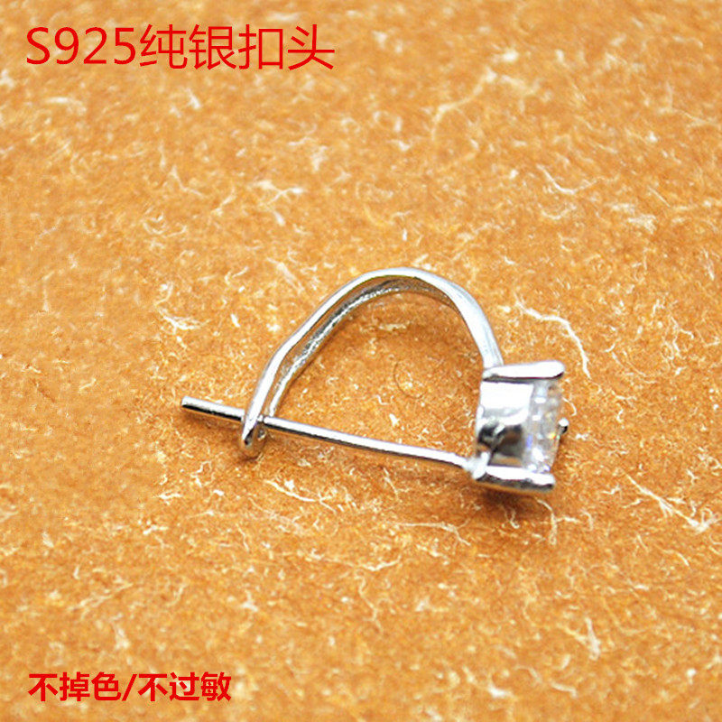 S925 sterling silver diamond V buckle safety buckle jade crystal beeswax amber buckle hypoallergenic