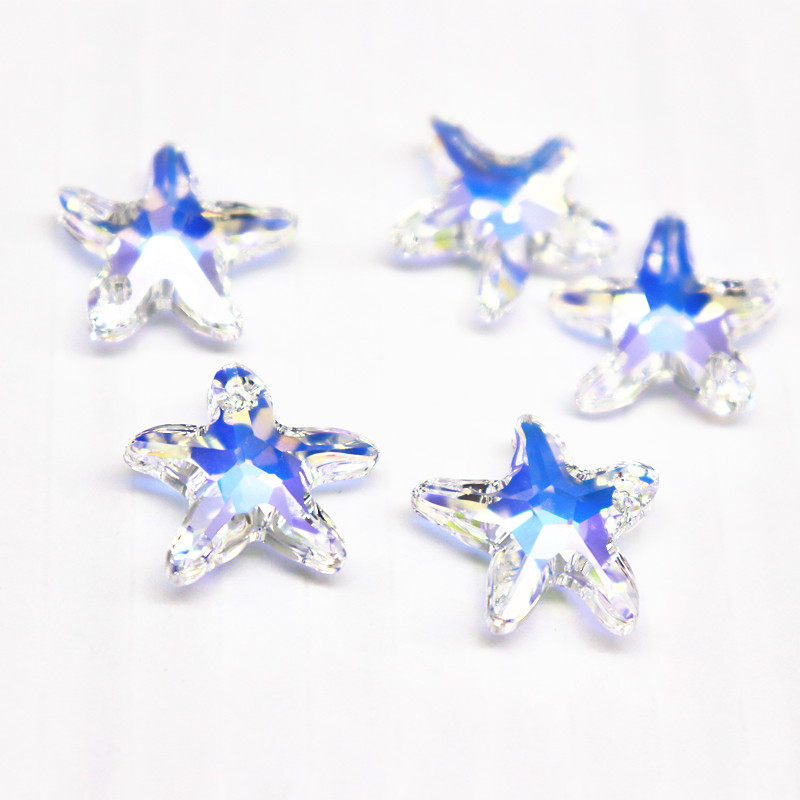 Austrian starfish crystal AB color aurora unreal color DIY jewelry accessories earrings pendant item pendant female simple fashion temperament