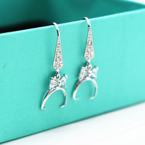 925 Sterling silver diamond ear hook earrings Ear clip DIY silver accessories Jade inlaid passepartout not sensitized self-made new