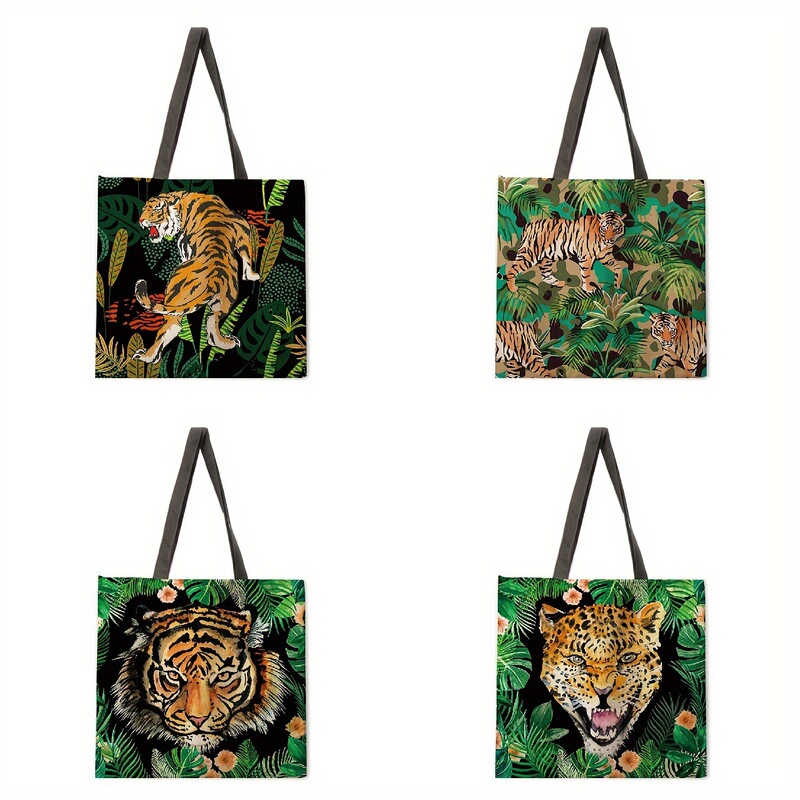 Amazon Temu Oil Painting Tiger Print Women's Bag Shoulder Bag Tote Bag Handbag Reusable