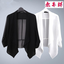 2021 Spring and Autumn new large size chiffon air conditioning cardigan Joker thin short coat ladies shawl