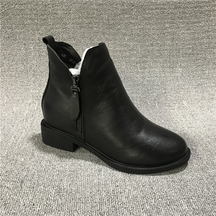 Autumn and winter new special price leather broken code factory cowhide side zipper plus velvet cotton boots Martin boots OL women's short boots
