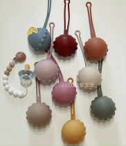 Nordic style pacifier storage box portable box baby out food grade silicone Morandi color bibs pacifier