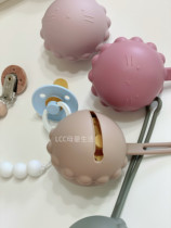 Nordic style pacifier storage box portable box baby outing food grade silicone Morandi color bibs pacifier