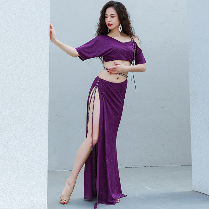 The Phantom of the Phantom's new belly dance practice Costume Semi high waist Garment with a long light and luxurious practice of the performance suit