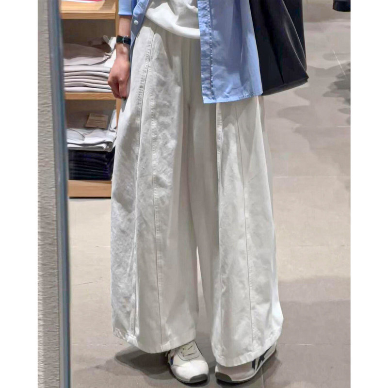 Japanese-Style White Loose Wide-Leg Pants for Women, Summer New High-Waisted Casual Pants for Plus-Size Women, Petite Slimming Scimitar Pants Japanese-Style White Loose Wide-Leg Pants for Women, Summer New High-Waisted Casual Pants for Plus-Size Women, Petite Slimming Scimitar Pants