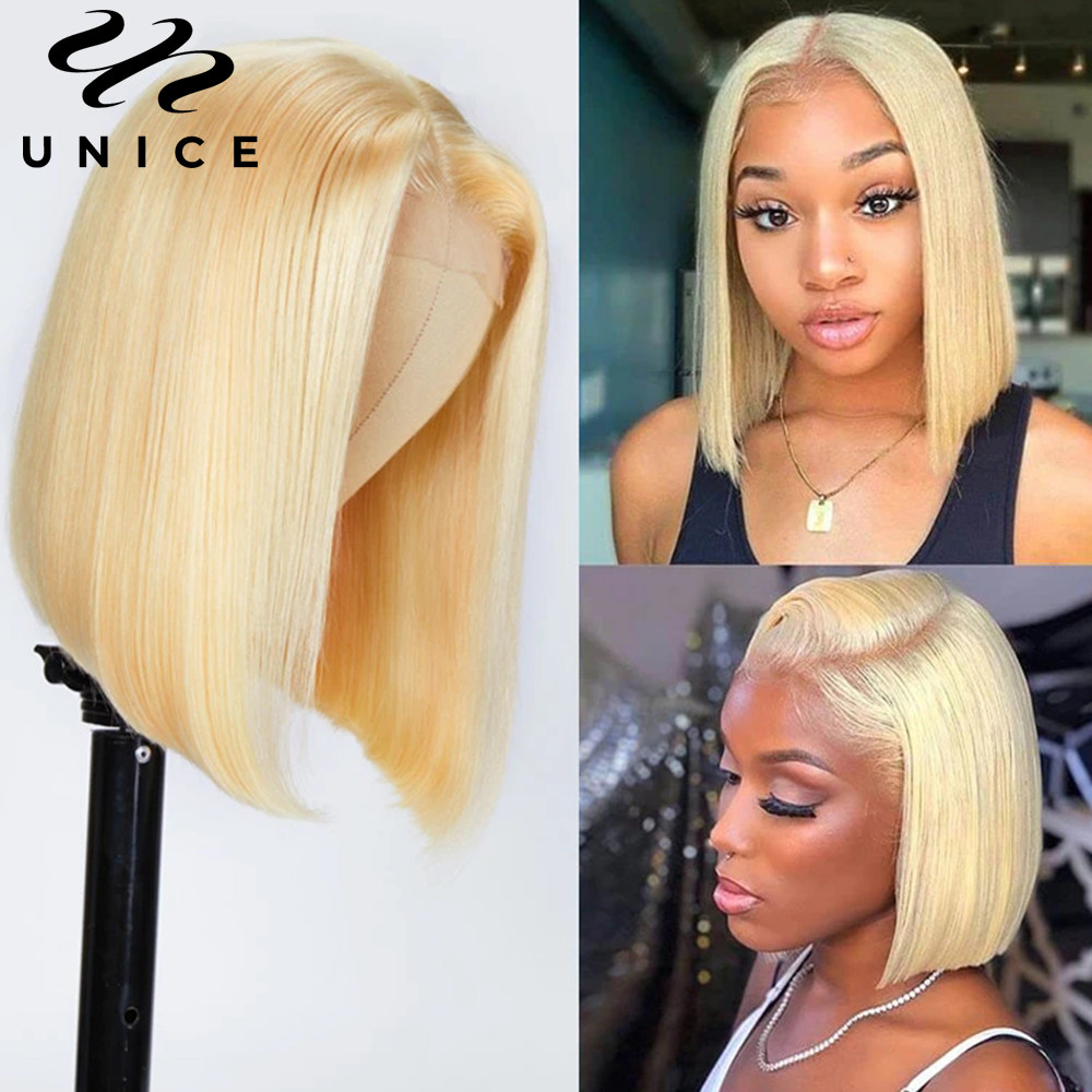 Brazilian 613 Honey Blonde Bob Straight 13x4Lace Front Human  display picture 2