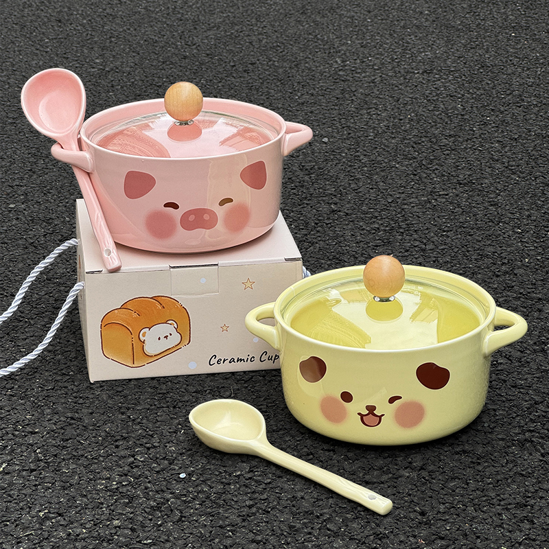 萌趣双耳泡面碗：美食容器的创意革命