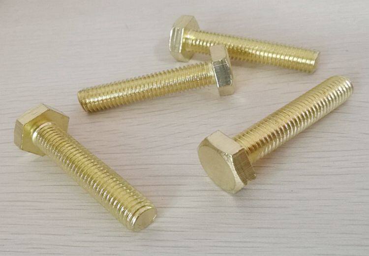 H62 cut edge copper Outer hexagonal bolt copper screw copper bolt copper stud bronze stud M8X10 12-100