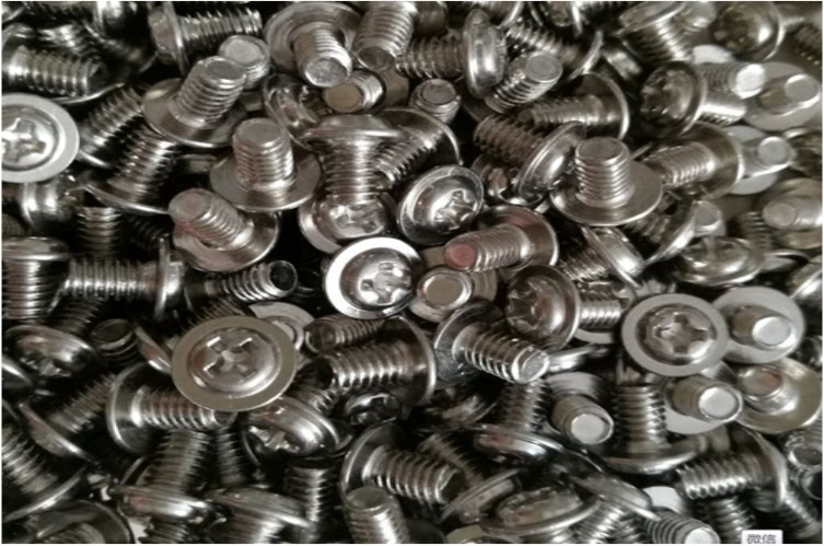 Nickel-plated black screw disc head cross with gasket with mesomotor tooth stud PWM2X4 5-12X5 6