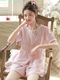 2025 New Summer Women's Pajamas Short-Sleeved Shorts French Pure Cotton Gauze Large Size Home Wear Set That Can Be Worn Outside