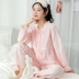 Nhật Bản ngọt ngào chấm bi cotton gạc đồ ngủ của phụ nữ mùa xuân và mùa hè dài tay cotton đi ra ngoài bộ đồ phục vụ tại nhà giản dị - Cặp đôi