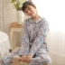 Giải phóng mặt bằng vải nhung mùa thu và đồ ngủ nữ bằng vải bông chà nhám dài tay phiên bản Hàn Quốc thoải mái đồ bộ quần ống rộng mặc nhà Giống cái