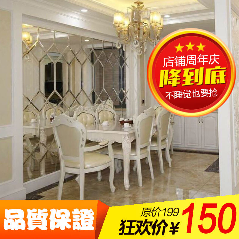 Custom art glass spell mirror background wall modeling decorative frame Living room simple TV dining room Diamond mirror tea mirror