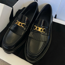 OMG Black Good-looking Ducks Yinglun College Wind Stream Su Little Leather Shoes Women One Foot Pedal Thick Bottoms Lefu Shoes female JK