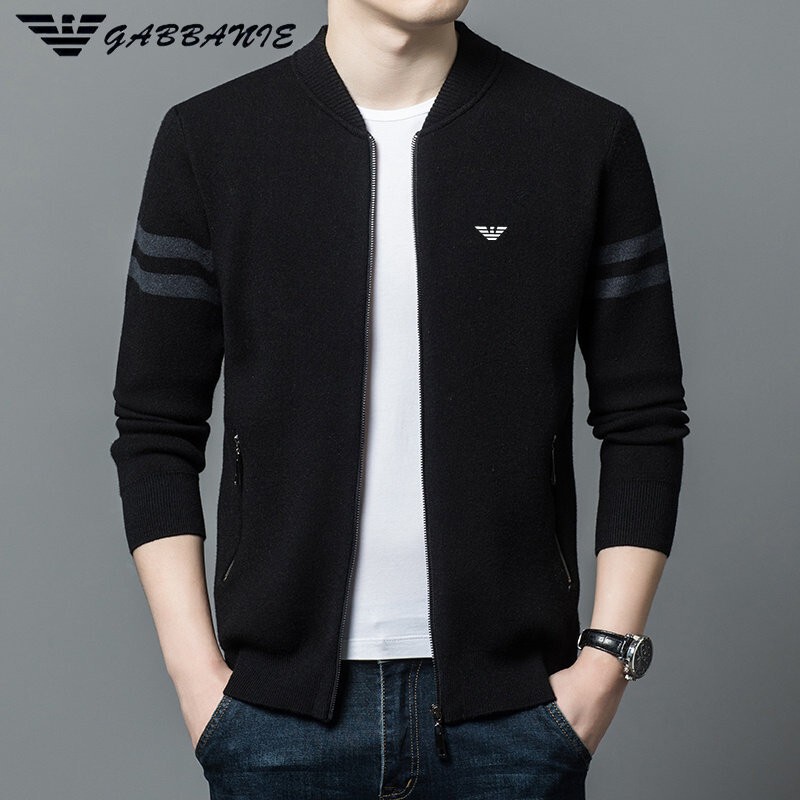 Authentic Italian Middle-Aged Men's Knitted Cardigan Jacket, Fashionable Casual Trendy Men's Outerwear Zip-Up Sweater Authentic Italian Middle-Aged Men's Knitted Cardigan Jacket, Fashionable Casual Trendy Men's Outerwear Zip-Up Sweater