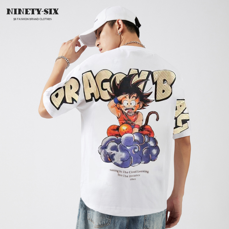 Cartoon Anime Dragon Ball Goku Printed Short-Sleeved T-Shirt for Men, Summer 2026 New Curved Pure Cotton Half-Sleeve
