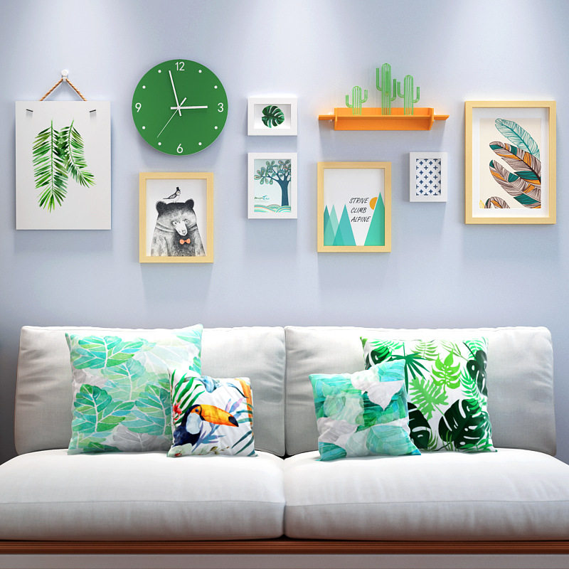 Living room dining room Nordic style decorative painting framed pastoral wall painting combination creative small fresh wall painting