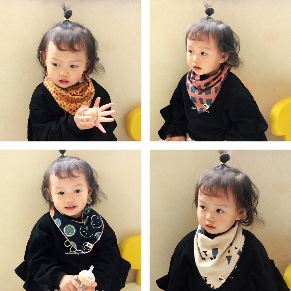 South Korea Spring and Autumn Pure Cotton Cartoon Warm Wind Prevention for Boys and Girls Baby Triangle Towels