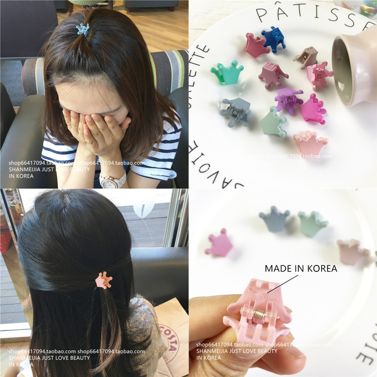 South Korea Import Hair Accessories Mini Small Crown Macaron Multicolored Children Grab Clip Grip Clip Small Catch