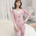 Quần áo cotton mùa thu quần dài nữ mỏng phần nhiệt đồ lót V-cổ ren in cổ tròn cổ thấp cơ sở thiết lập bộ thu đông nam big size Phù hợp với nóng lên