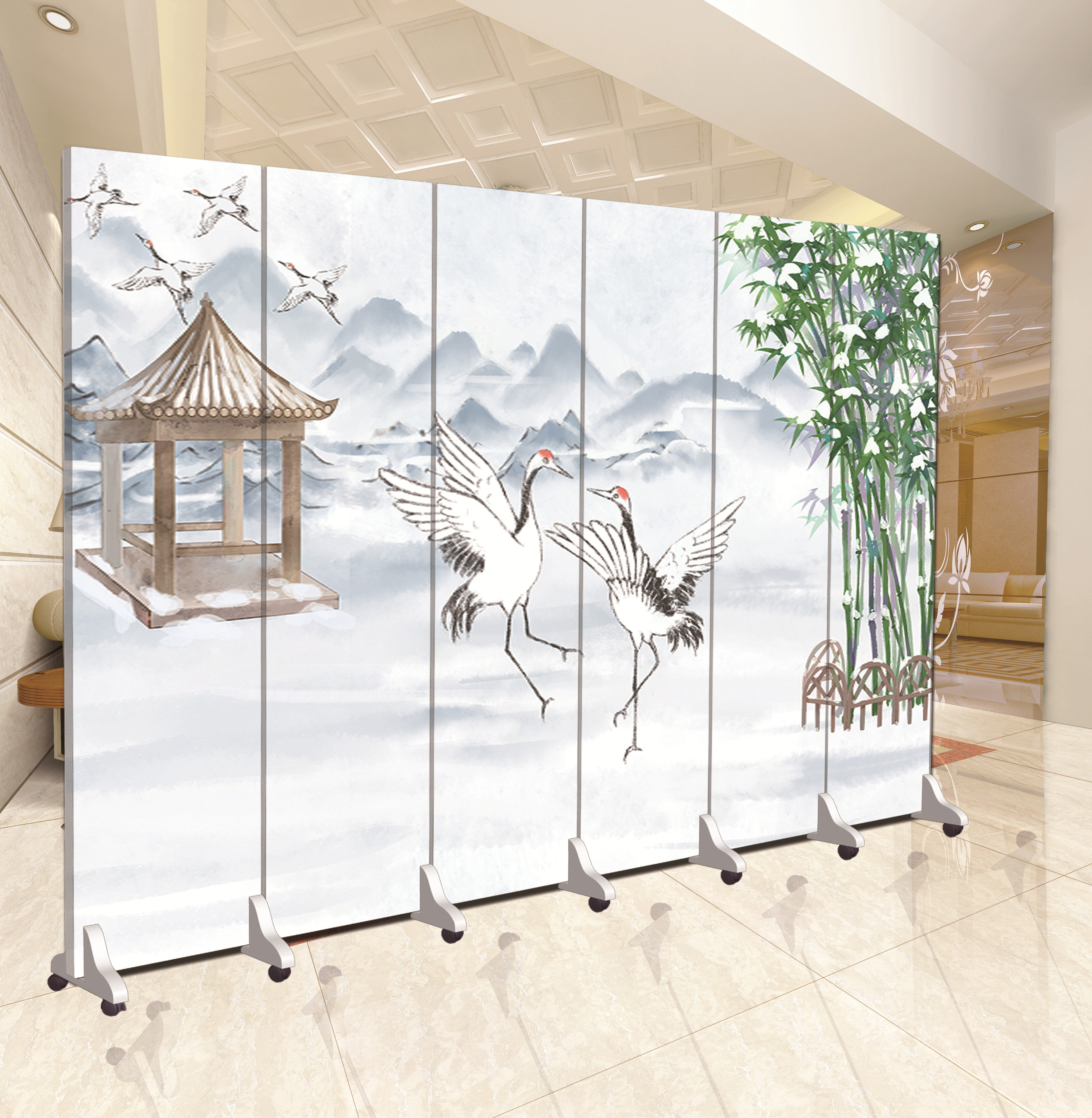 New Chinese Screen Partition Office Living Room Wall Bedroom Shelter Hotel Light Lavish Minimalist Modern Folding Movement