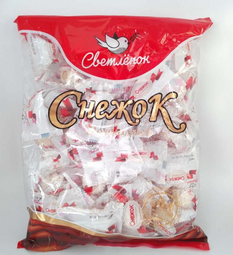 Russian Imported Flying Birds Sugar Coconut peanut sandwich Candy White Chocolate Delight snacks 500g per bag
