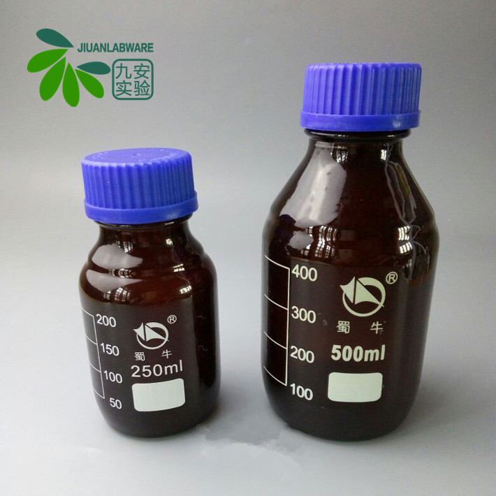 蜀牛牌蓝盖棕色试剂瓶 螺纹口带刻度  3.3高硼料