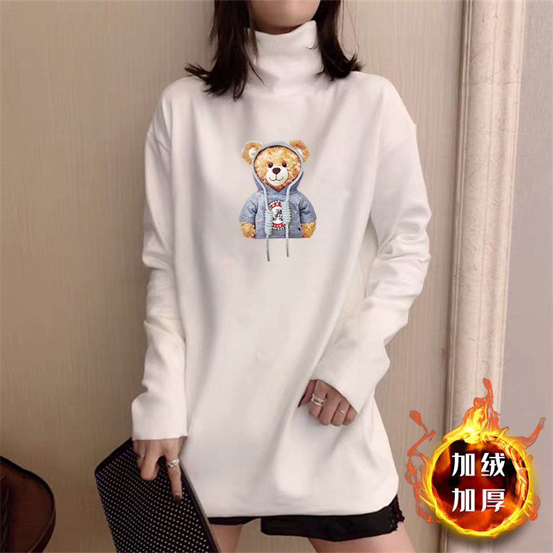 Maternity wear high-neck bottoming shirt women's inner wear autumn and winter mid-length version of Western style wild German velvet thickened white top women's