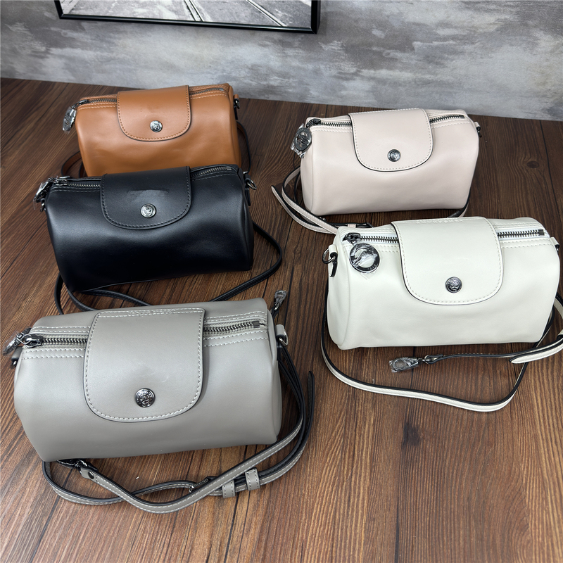 Foreign Trade Original Women's Bag, Fashionable, Casual and Versatile Bowling Shoulder Crossbody Bag, High-End Single Shoulder Cross-Body Cylindrical Bag