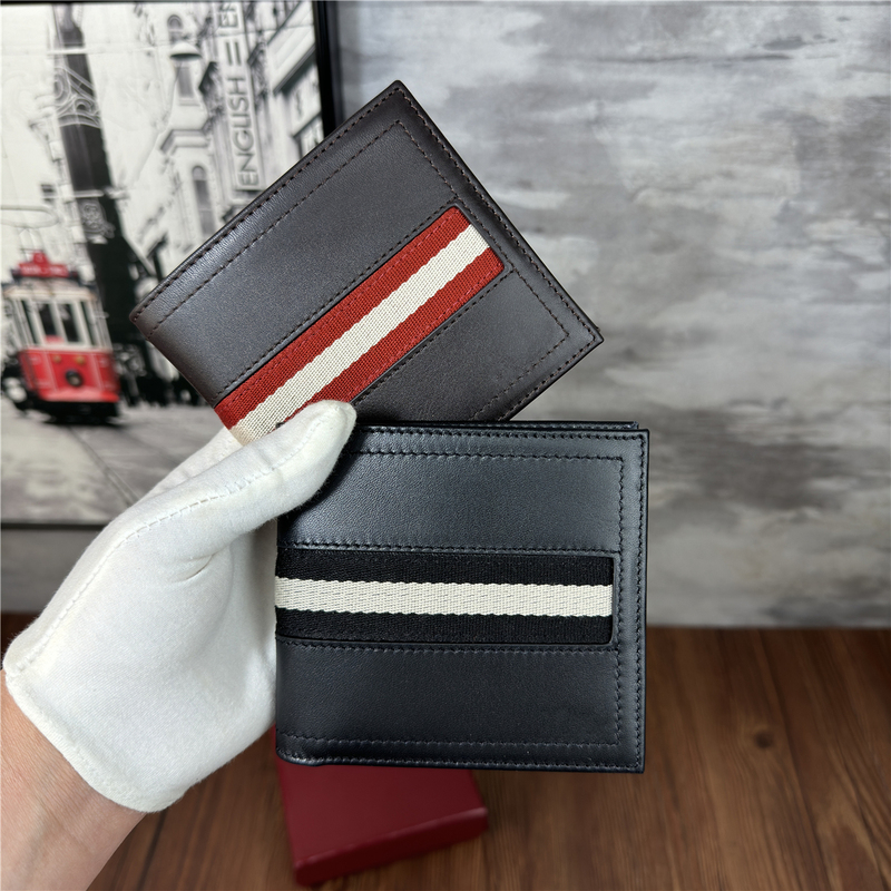 Foreign Trade Original B Short Wallet, Fashionable and Ultra-Thin, Suitable for Young People as a Gift, Business Genuine Leather High-End Horizontal Wallet for Men