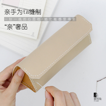 diy pencil case material bag hand stitch delivery tool head layer of cow leather pen bag work to learn school season leather lead pencil case