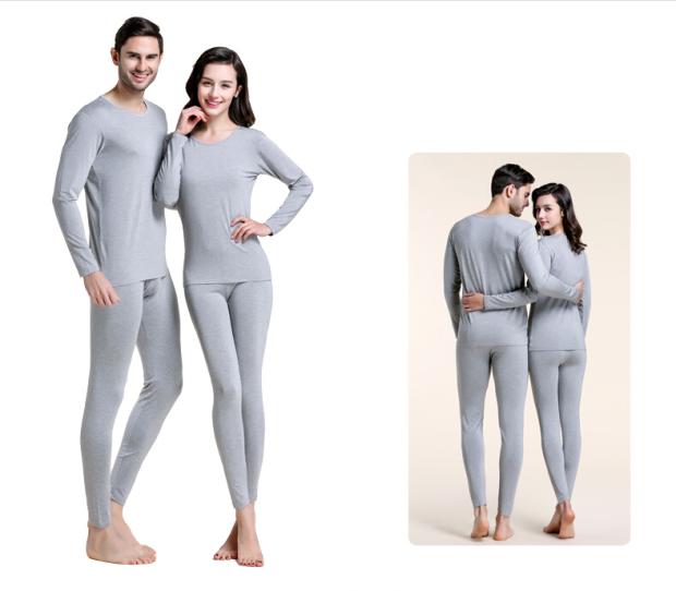 Zhifeng bamboo fiber men's and women's autumn clothes Sanitary pants suit Heating clothes Round neck V-neck thin suit
