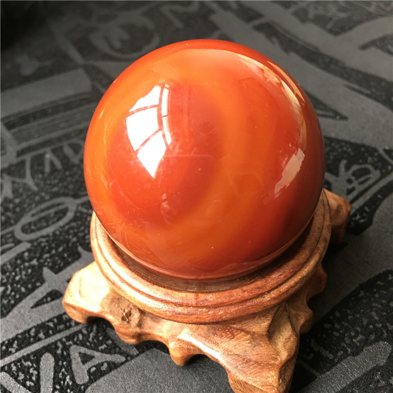 Agate fitness ball handball health care ball healthcare persimmon red natural raw mineral round bead to have the ball and jade with ball must