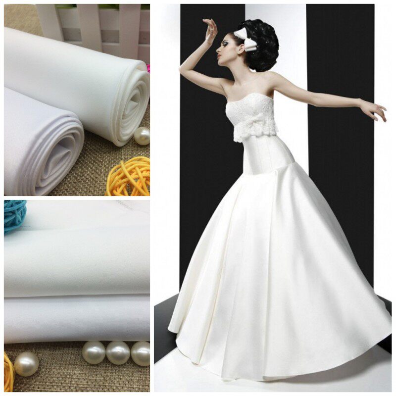 Wedding fabric 395 Wedding satin glossy thick satin High-definition dress Solid color handmade DIY fabric Taiwan 395 satin