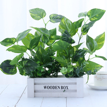 Artificial flowers Wooden fence ornaments Fake flowers Decorative flowers Living room Hotel restaurant Home green plant bouquet set Potted plants