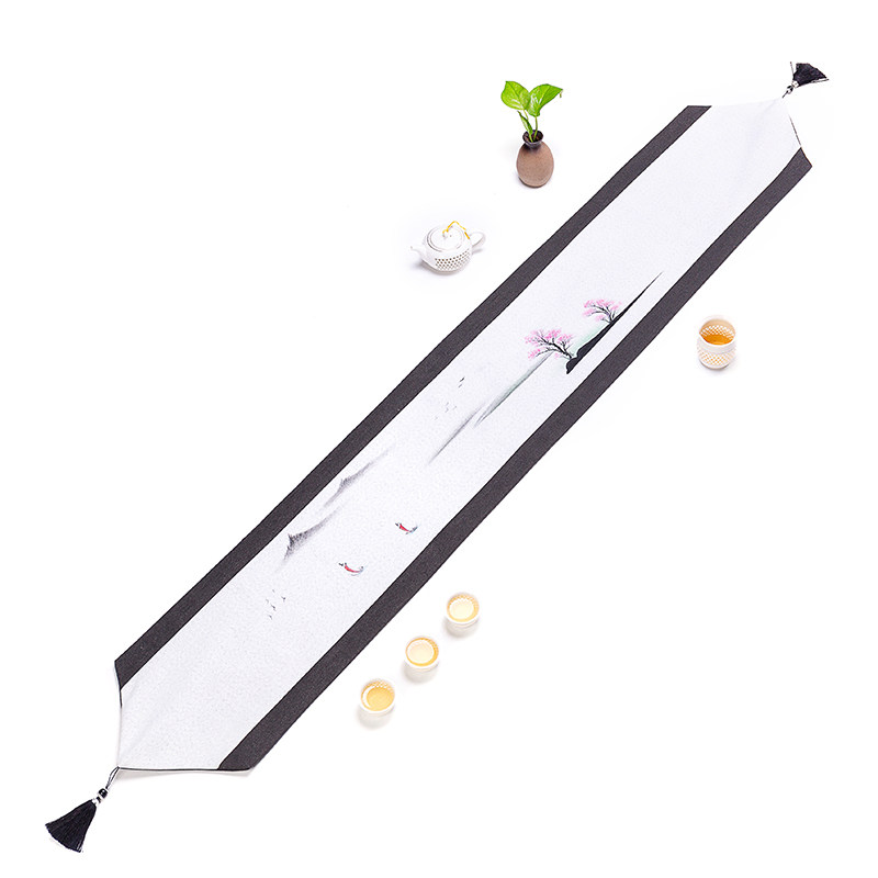 Modern minimalist retro table flag Chinese style Zen tea table cloth tea flag tea mat table decoration cloth strip custom cotton linen