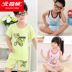 Năm tuổi cậu bé ngắn tay phù hợp với mùa hè trẻ em của cô gái t-shirt 5-6 tuổi vest bé sợi tre hai mảnh giải trí Phù hợp với trẻ em