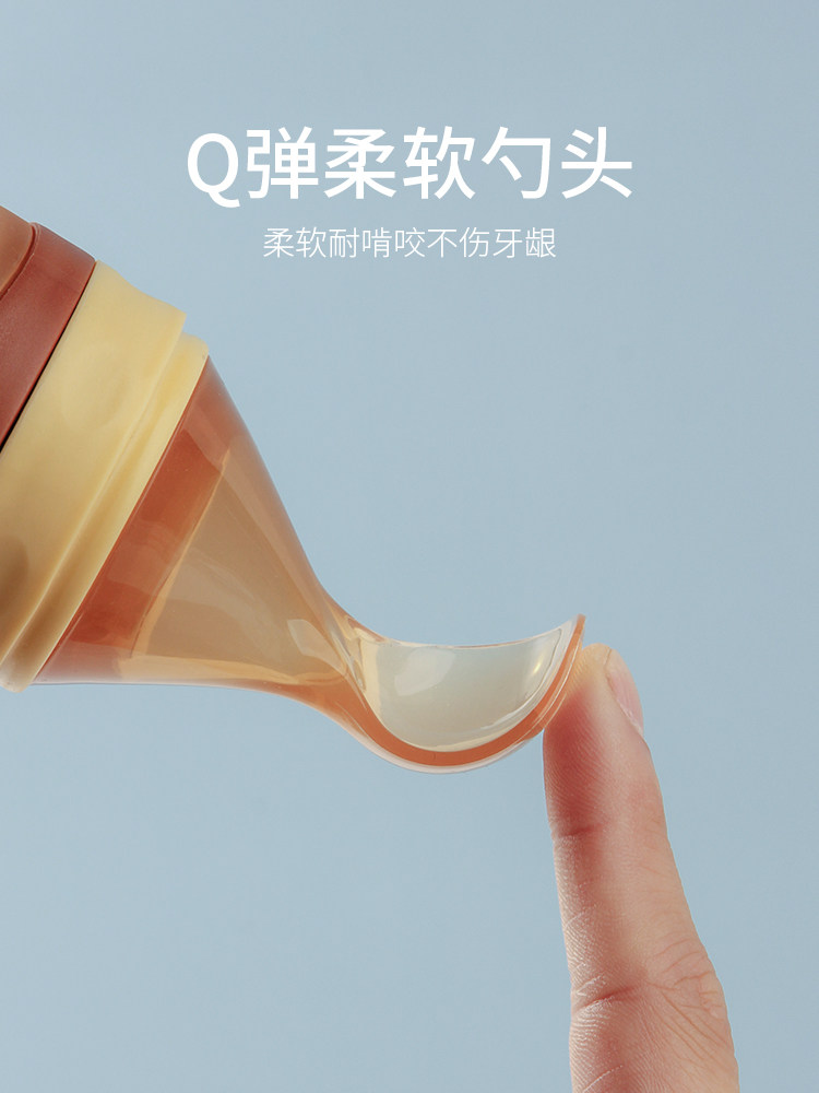 Baby Rice Cereal Spoon, Squeeze-Type Feeding Silicone Soft Spoon, Rice Flour Feeding Tool, Water Feeding Gadget, Baby Complementary Food Tool Bowl