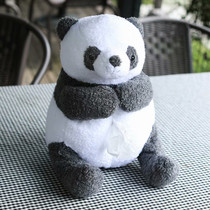 Cute Furry Giant Panda Doll Paper Towel Cover Plush Paparazzi Tissue Box Home Paper Draw Box Car Pumping Paper Box