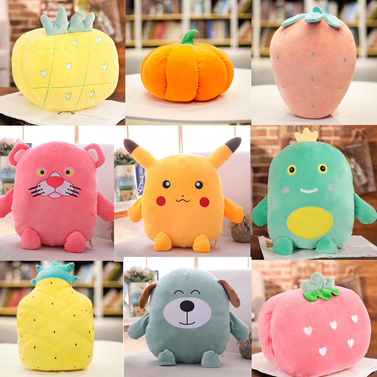 Cartoon cute animal fruit doll hand warmer treasure double hands without charging plush pillow hand over birthday gift female