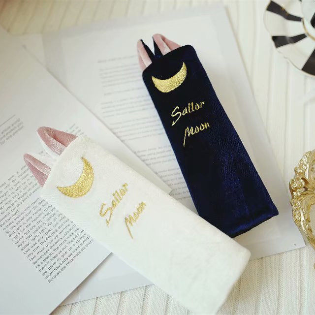 Seat belt shoulder cover cute plush gold thread moon cat car interior girl car headrest neck pillow pair