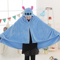 Flannel warm shawl thick lazy blanket male cloak nap air conditioning blanket female student bedroom can wear cloak