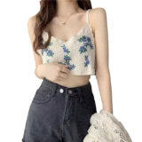 Летняя короткая майка, базовый жилет, с вышивкой, для маленькой груди, по фигуре, свободный крой