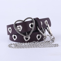 Punk style heart-shaped eyelet button hollow decoration womens belt casual love buckle versatile jeans chain belt